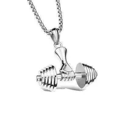 Titanium Steel Dumbbell Pendant Necklace