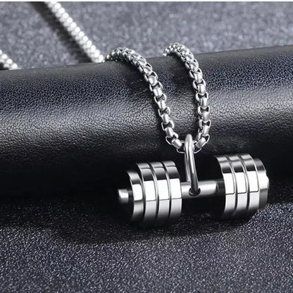 Dumbbell Barbell Pendant Necklace