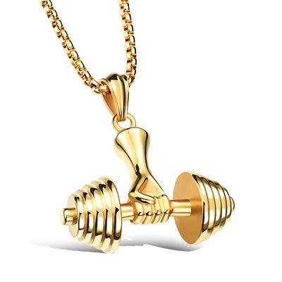 Barbell Dumbbell Pendant Necklace