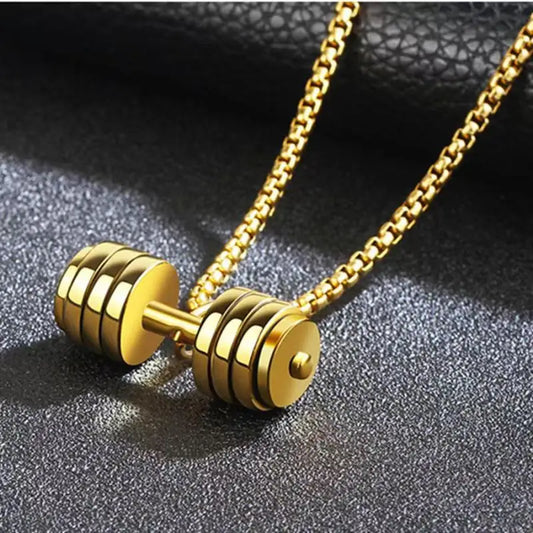 Dumbbell Barbell Pendant Necklace