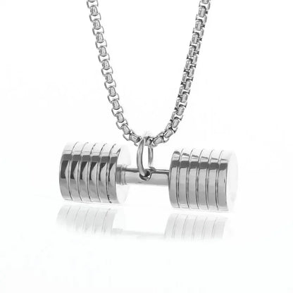 Titanium Steel Dumbbell Pendant Necklace