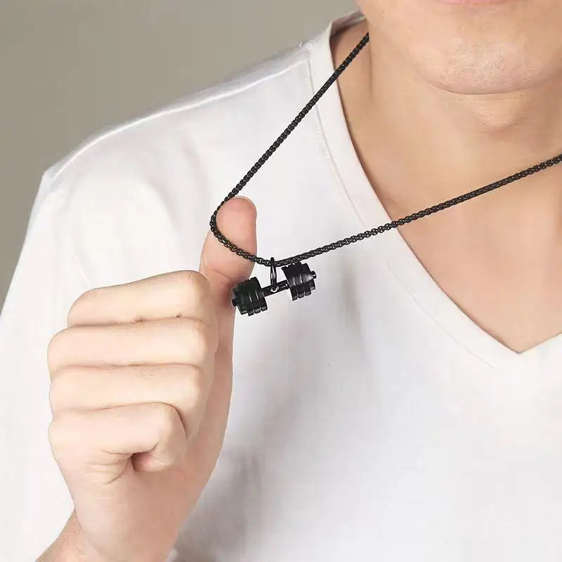 Dumbbell Barbell Pendant Necklace