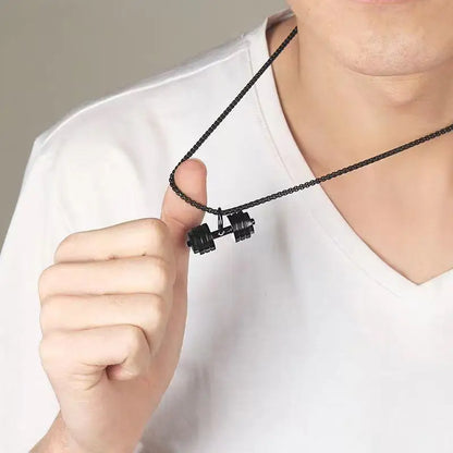Dumbbell Barbell Pendant Necklace
