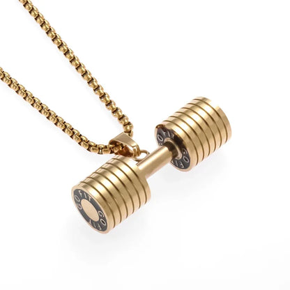 Titanium Steel Dumbbell Pendant Necklace