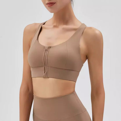 Front Zipper High-Impact Sports Bra