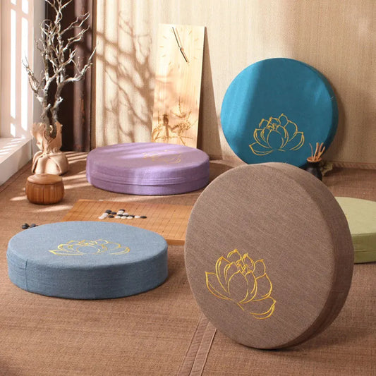 Round Linen Meditation Cushion