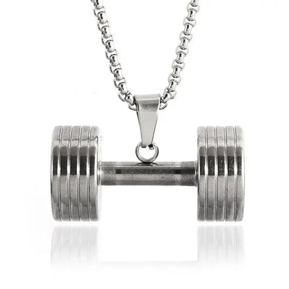 Titanium Steel Dumbbell Pendant Necklace