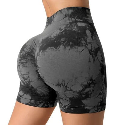Tie-Dye High-Waist Yoga Shorts