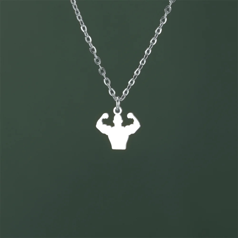 Weightlifting Man Barbell Necklace