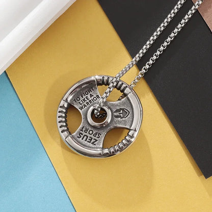 Titanium Steel Dumbbell Pendant Necklace