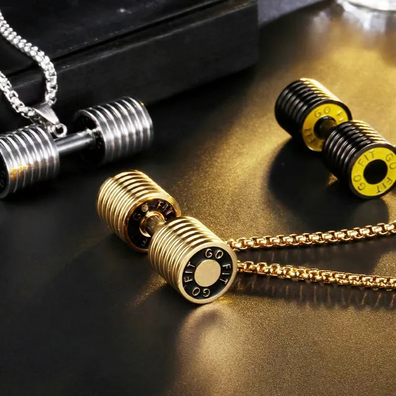 Barbell Dumbbell Pendant Necklace