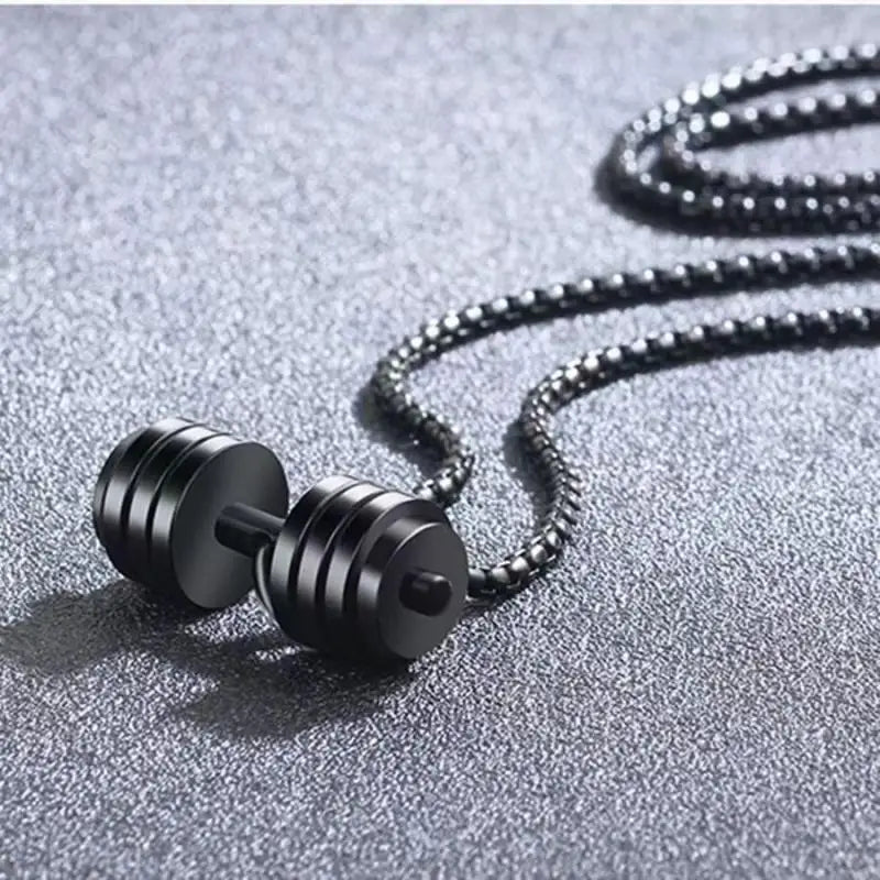 Dumbbell Barbell Pendant Necklace