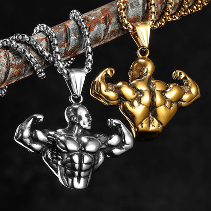 Gym Muscle Power Pendant Necklace