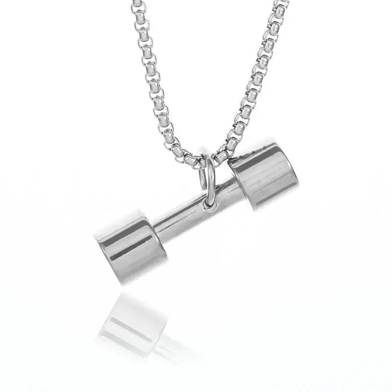 Barbell Dumbbell Pendant Necklace