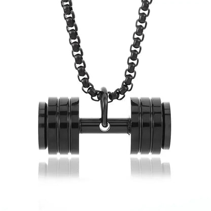 Titanium Steel Dumbbell Pendant Necklace