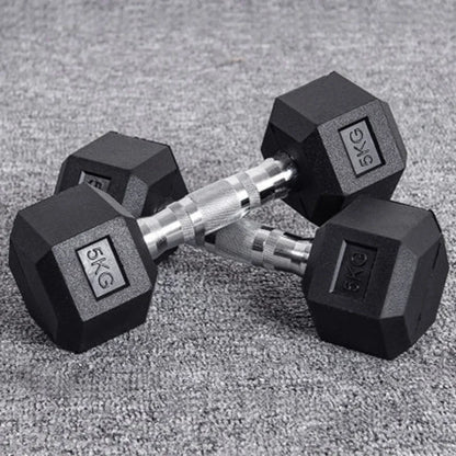 Hexagonal Fixed Rubber Dumbbells