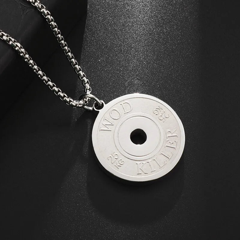 Barbell Dumbbell Pendant Necklace