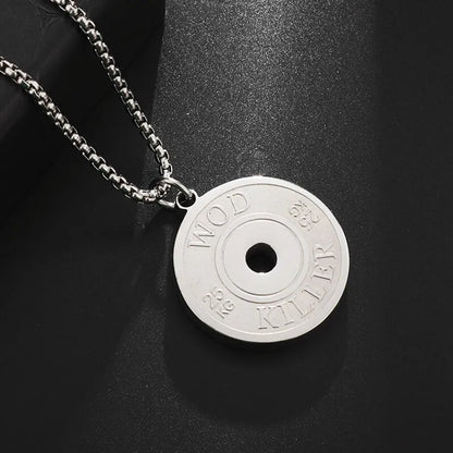 Barbell Dumbbell Pendant Necklace