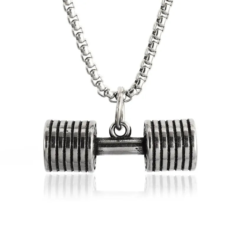 Barbell Dumbbell Pendant Necklace