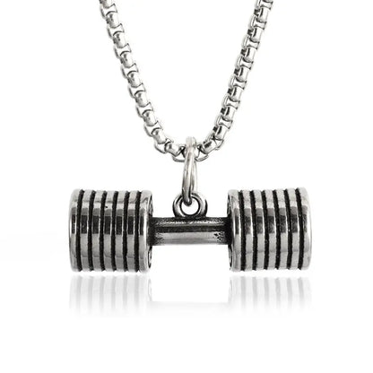 Barbell Dumbbell Pendant Necklace