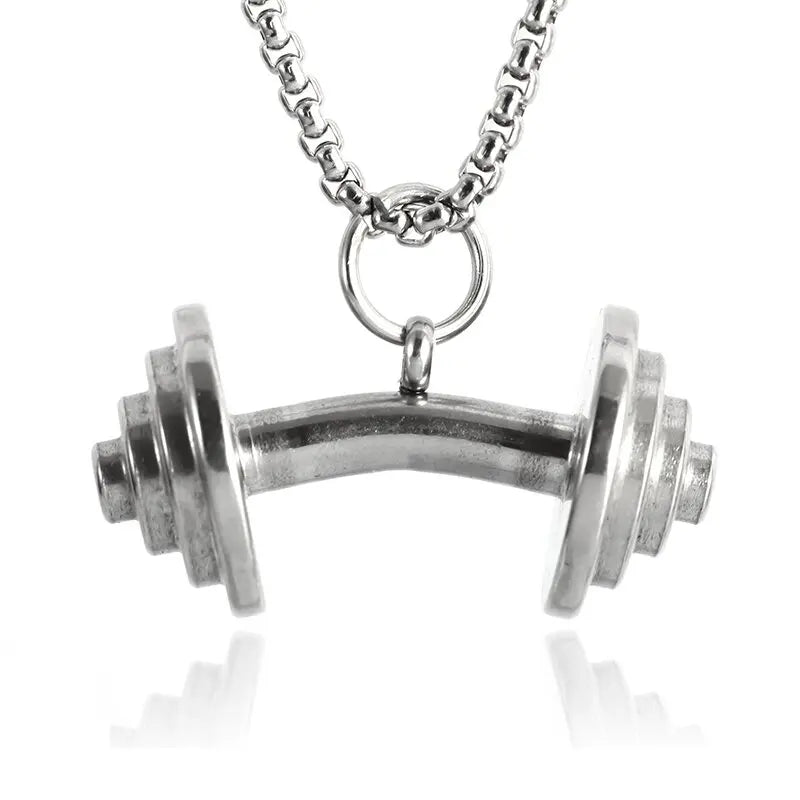 Barbell Dumbbell Pendant Necklace