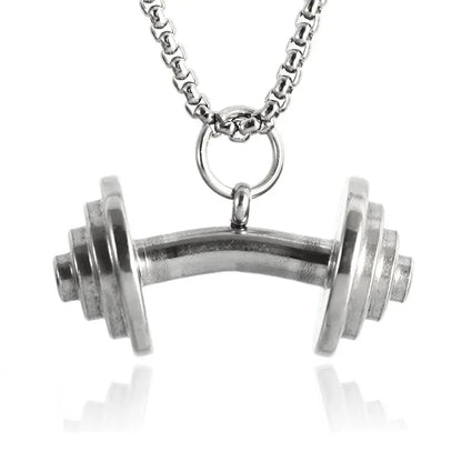 Barbell Dumbbell Pendant Necklace