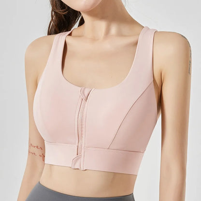 Front Zipper High-Impact Sports Bra