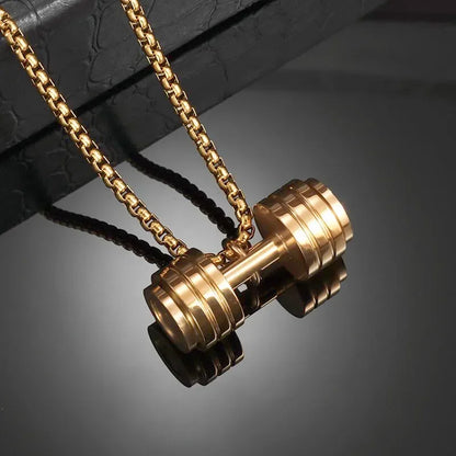Titanium Steel Dumbbell Pendant Necklace