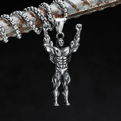 Stainless Steel Bodybuilding Pendant Necklace
