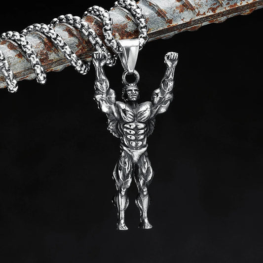 Stainless Steel Bodybuilding Pendant Necklace