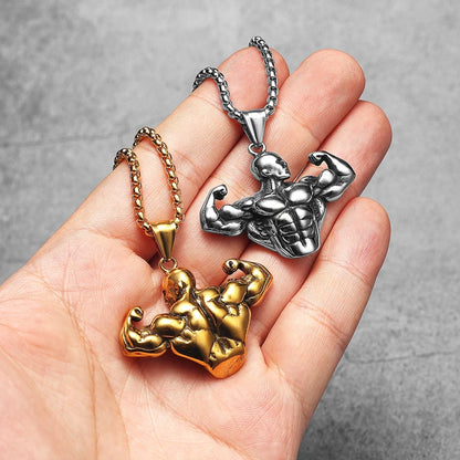 Gym Muscle Power Pendant Necklace