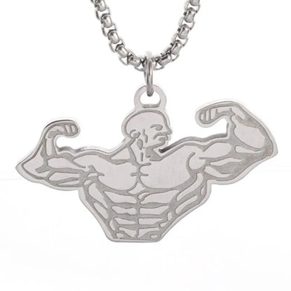 Dumbbell Barbell Pendant Necklace