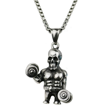 Barbell Dumbbell Pendant Necklace