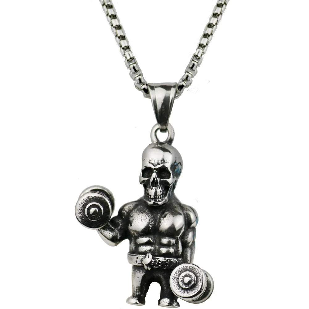 Dumbbell Barbell Pendant Necklace