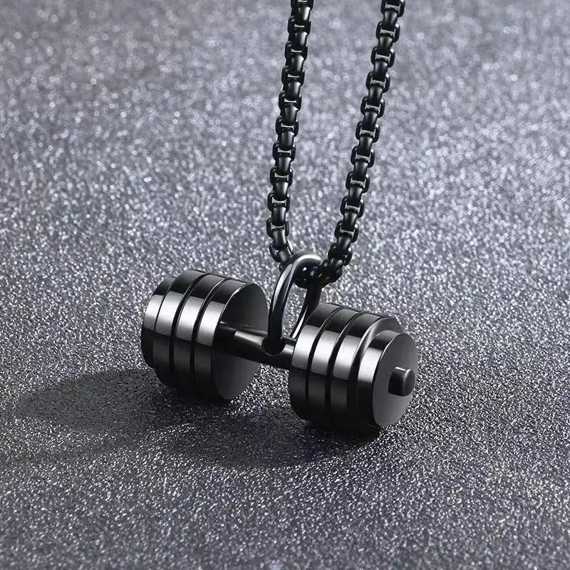 Dumbbell Barbell Pendant Necklace