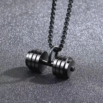 Dumbbell Barbell Pendant Necklace
