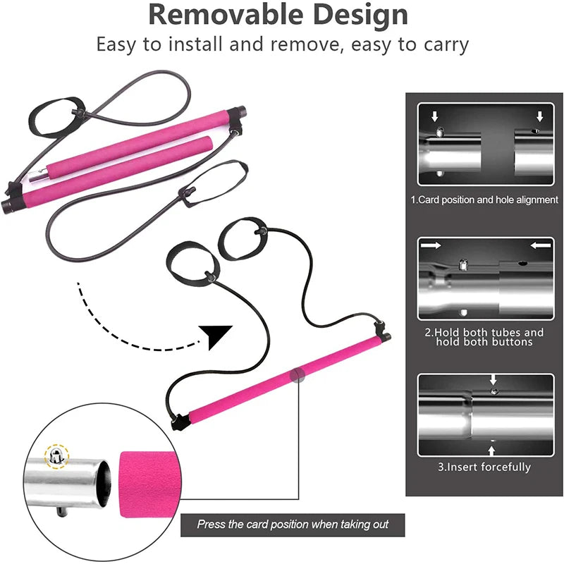 Portable Pilates Bar with Resistance Bands