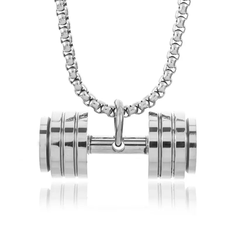 Barbell Dumbbell Pendant Necklace