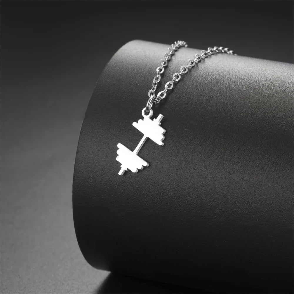 Weightlifting Man Barbell Necklace