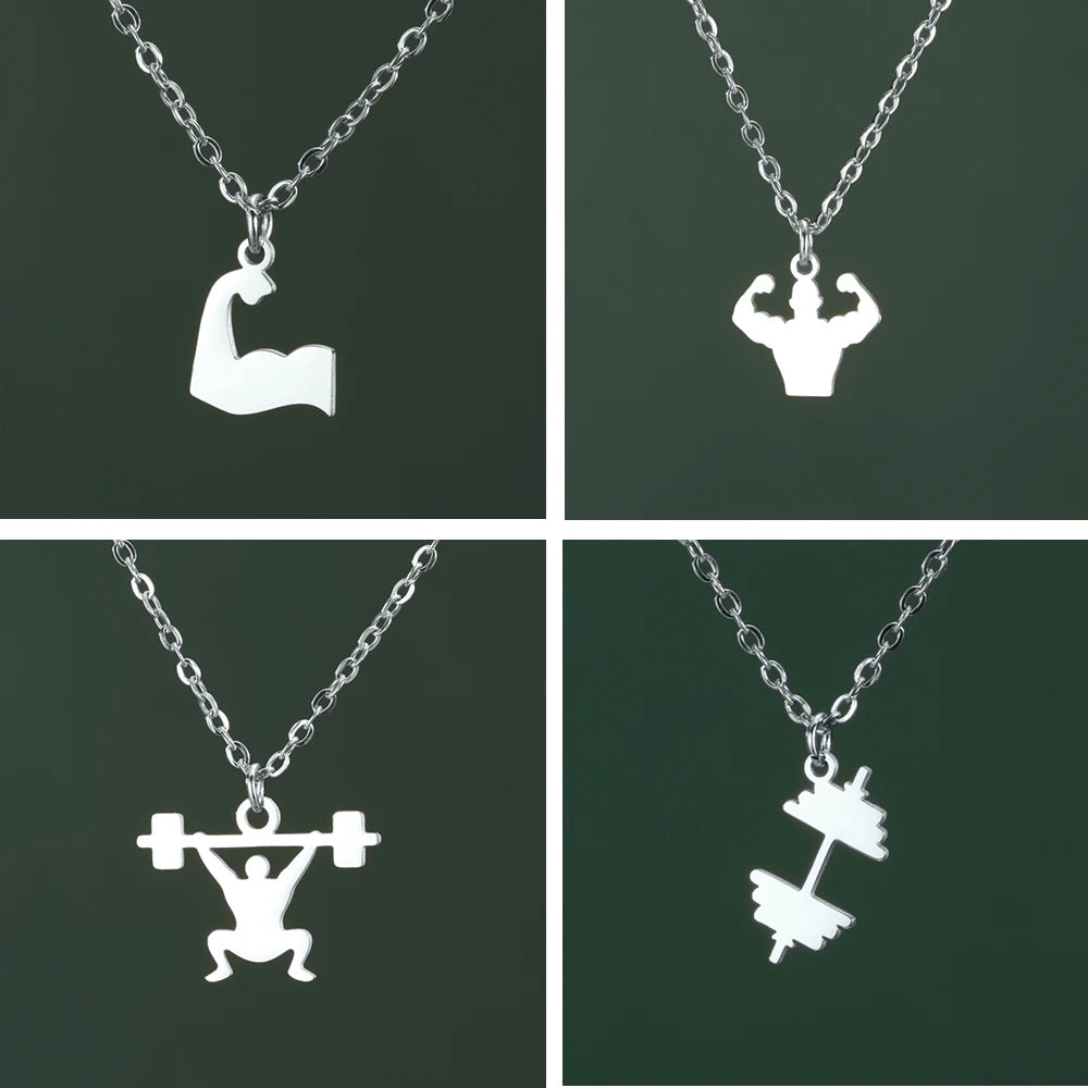 Weightlifting Man Barbell Necklace