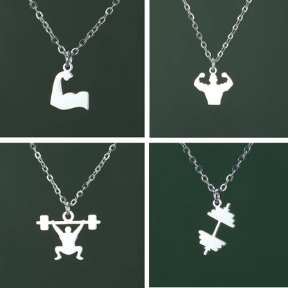 Weightlifting Man Barbell Necklace