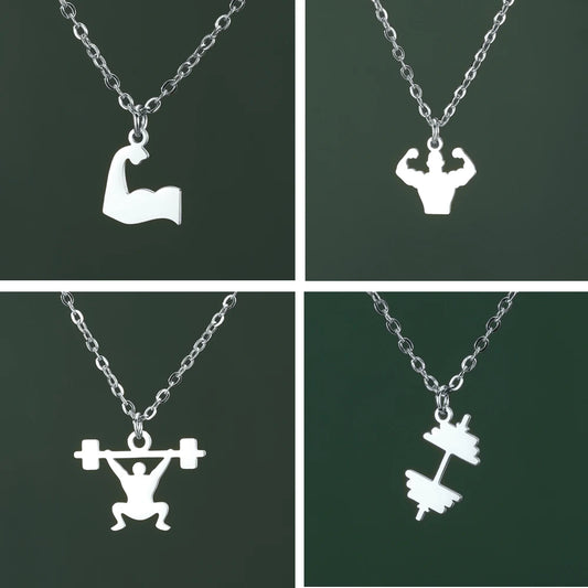 Weightlifting Man Barbell Necklace