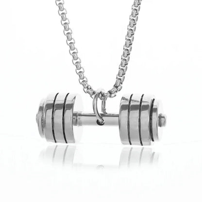 Titanium Steel Dumbbell Pendant Necklace