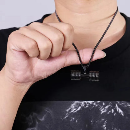Barbell Dumbbell Pendant Necklace