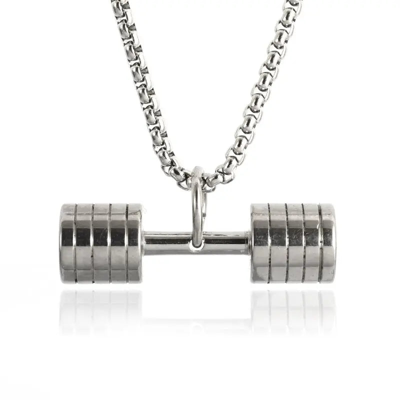 Barbell Dumbbell Pendant Necklace