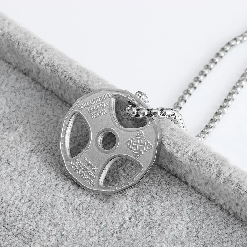 Titanium Steel Dumbbell Pendant Necklace