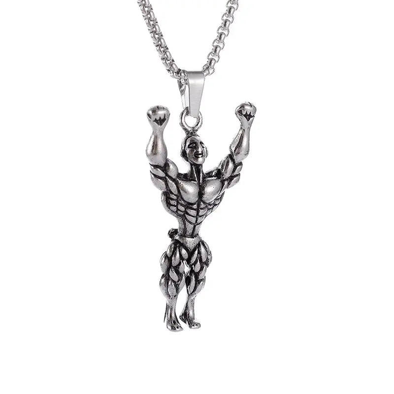 Barbell Dumbbell Pendant Necklace