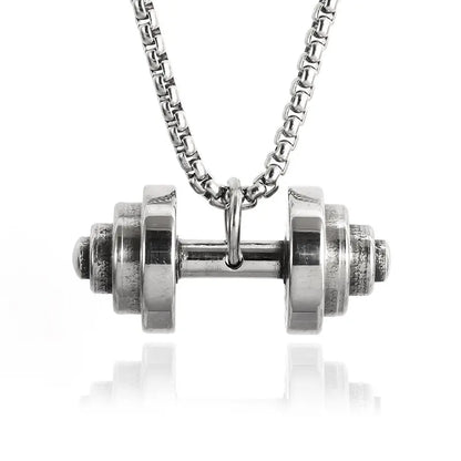 Barbell Dumbbell Pendant Necklace