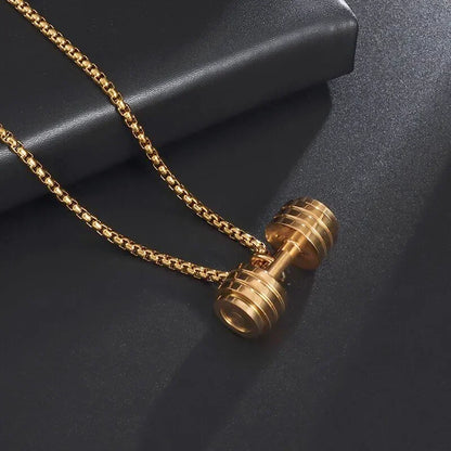 Titanium Steel Dumbbell Pendant Necklace