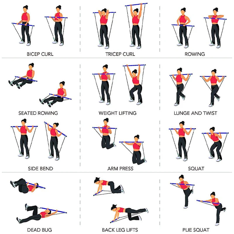 Portable Pilates Bar with Resistance Bands
